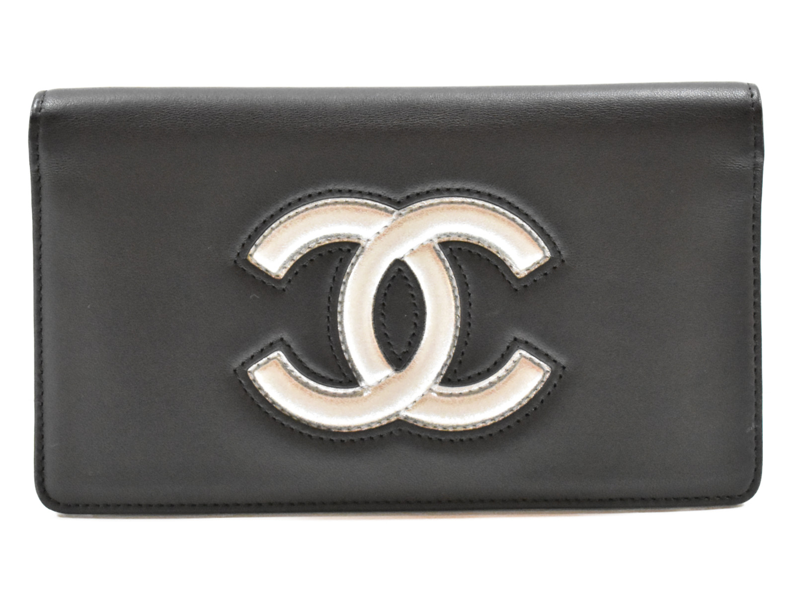 楽天市場】CHANEL シャネル/チョコバーロゴ/二つ折り長財布/ブラック