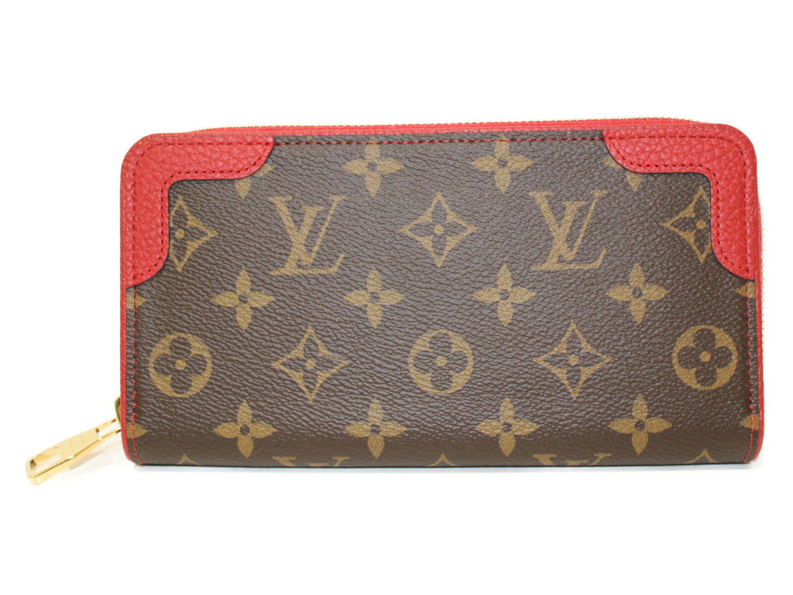 Louis 人気 人気 モノグラム 赤 中古品 ジッピーウォレット レティーロ 財布 ケース 中古 モノグラム 赤 M かんてい局松前ｒ５６号店ルイヴィトン 質屋かんてい局松前ｒ56店 Vｕitton コーティングキャンバス レザー 長財布 シンプル