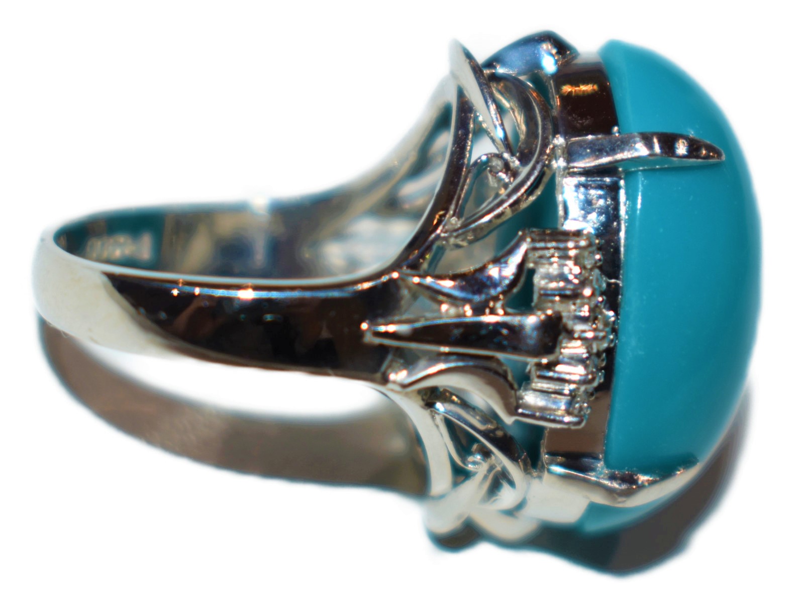 一番の贈り物 7号 超美品pt900トルコ石 ダイヤリング リング 指輪