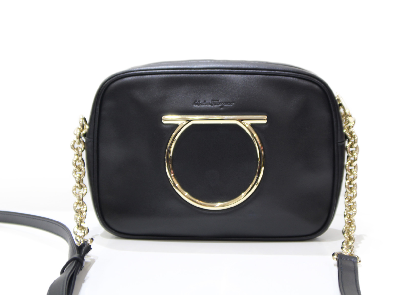 ホットセール ブラック Ab 21h030 ガンチーニチェーンショルダーバッグ Ferragamo 布袋あり Salvatore レザー 中古 プレゼント包装可 ギフト レディース おしゃれ 上品 かわいい シンプル ショルダーバッグ レディースバッグ Williamsav Com