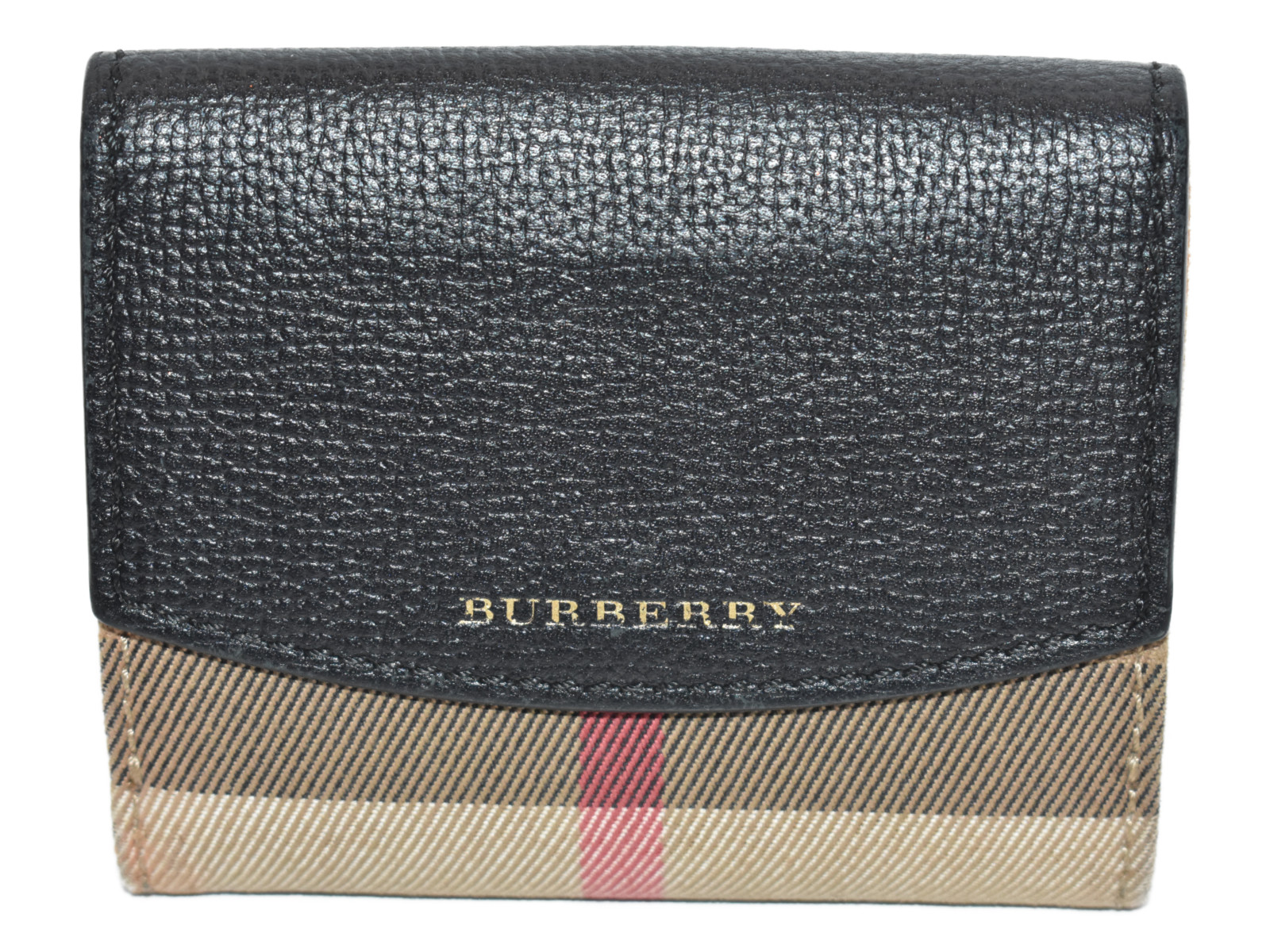 送料無料 Br 中古品 Br Burberry Wホック ミニウォレット ベージュ系キャンバス レザー レディース メンズ ユニセックス 二つ折り財布 折りたたみ財布 チェック柄 中古 松山久万ノ台 流行に Www Fastrabbit Ro