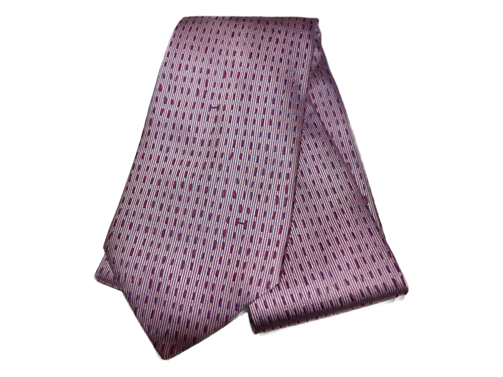 【おしゃれ☆中古品】 HERMESネクタイ ピンク系シルク100％メンズ　ビジネス　スーツ　おしゃれ　人気　ファッション【中古】松山朝生田店