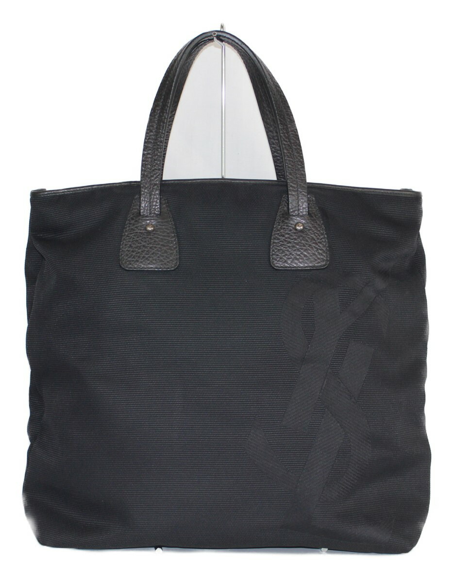 YVES SAINT LAURENT YSLロゴトートバッグ 11098 キャンバス×レザー ブラック メンズ レディース ウィメンズ ユニセックス トートバッグ 大容量 シンプル ブランド シンプル ギフト プレゼント包装可 松前R56号店