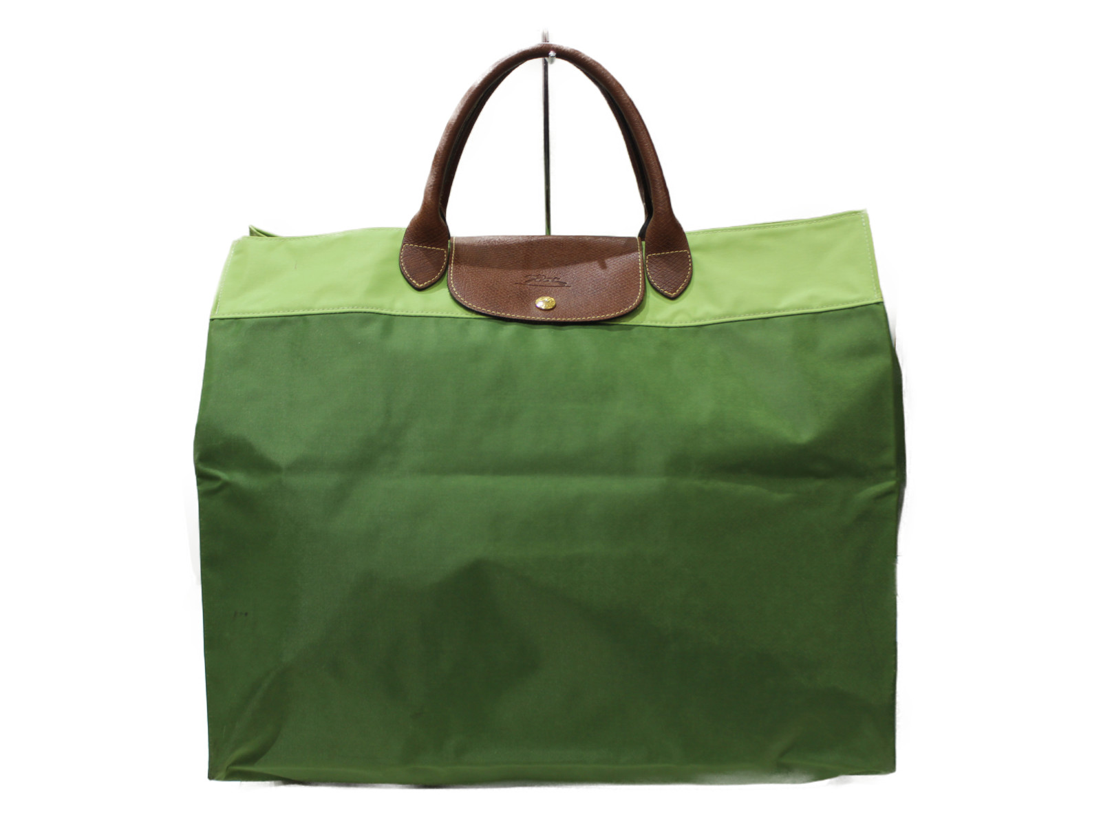 安い Longchamp ナイロントートバッグ ナイロン レザー グリーン ブラウン レディース 軽い シンプル ギフト プレゼント包装可 中古 松前r56号店 流行に Precisionnm Com
