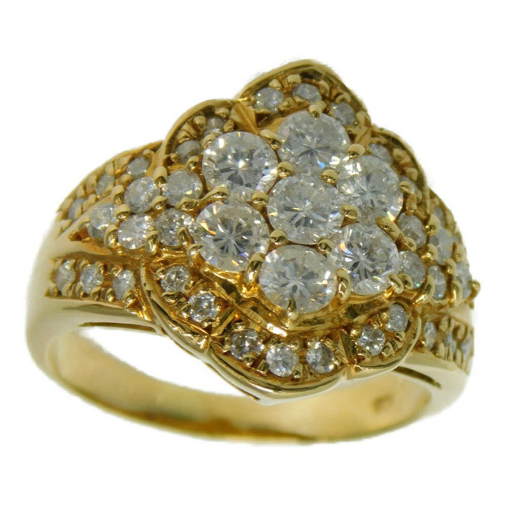 K18 フラワーモチーフリング 指輪 リング ダイヤモンド 宝石 金 ゴールド おしゃれ ジュエリー プレゼント ギフト ラッピング可 中古 新居浜店 Truepaydayloan Ca