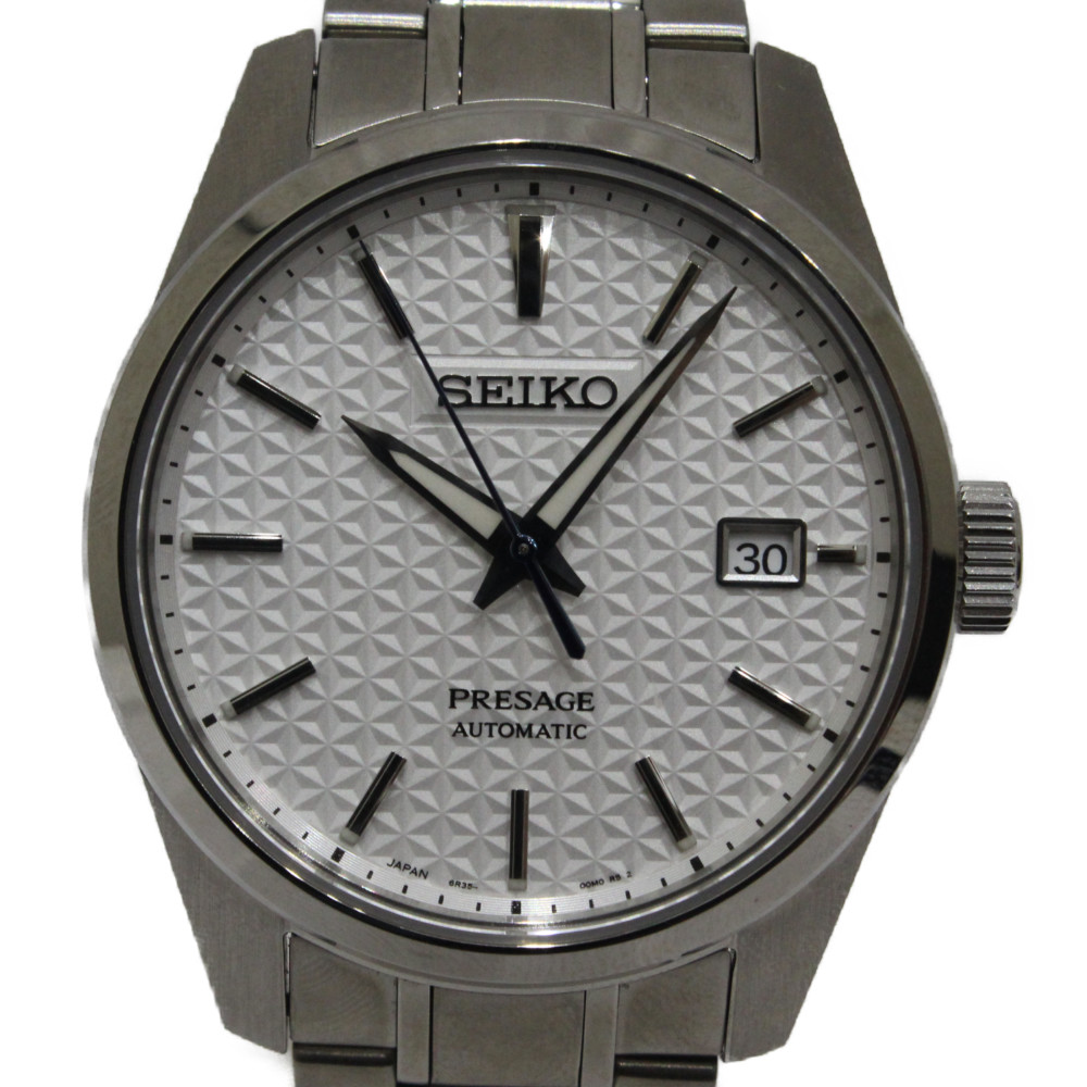 【2020年ギャラ】SEIKO セイコー プレサージュ SARX075 自動小銃一巻き デイト SS 白いこと メンズ ウオッチ【中古】新居浜店