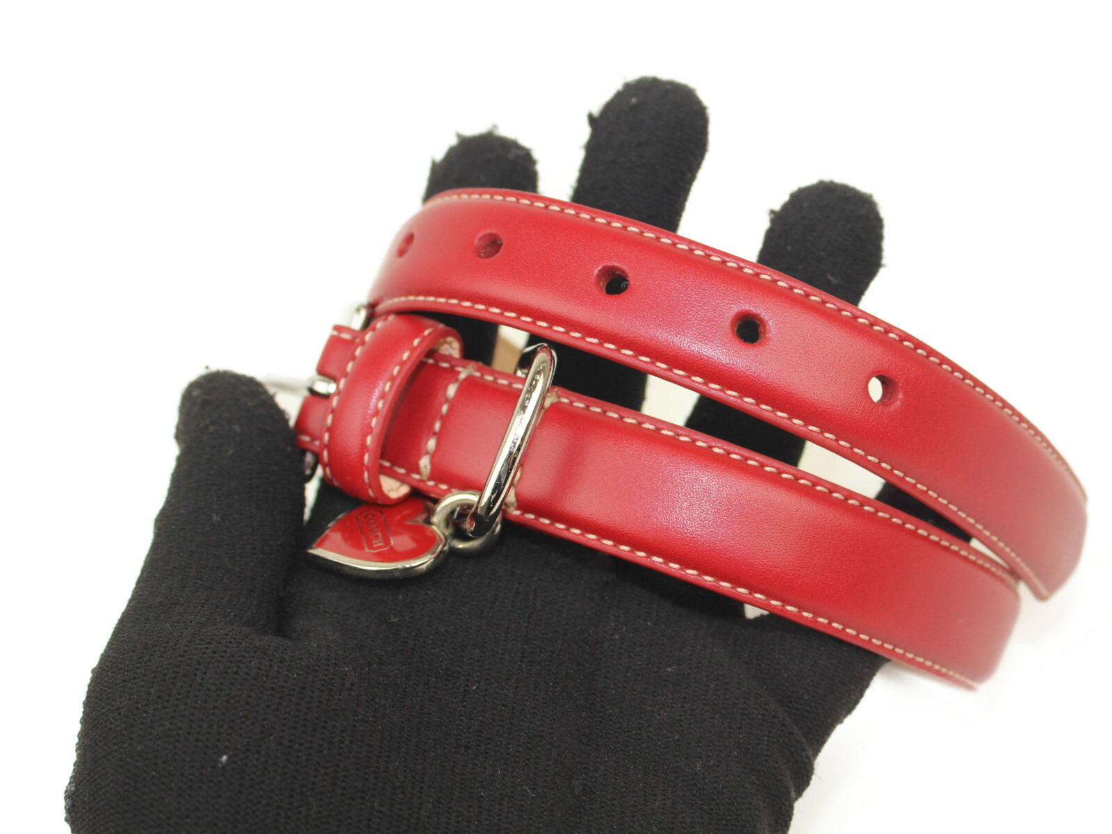 激安正規 ペット用 レッド Coach 首輪 中型 人気 首輪 レザー 犬 中古 コーチ 質屋かんてい局松前ｒ56店 4000 13 5 16 5 ブランド 猫 ファッション アクセサリー 中型 大型 中古 松前r56号店 かんてい局松前ｒ５６号店
