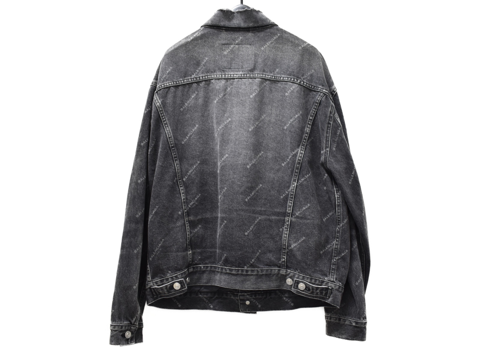 Balenciagaデニムジャケットダークグレー系 サイズ38 綿100 ダメージ加工 カジュアル ロゴ おしゃれ かっこいい シンプル ブランド 人気 メンズ 中古 松山久万ノ台店 Mozago Com