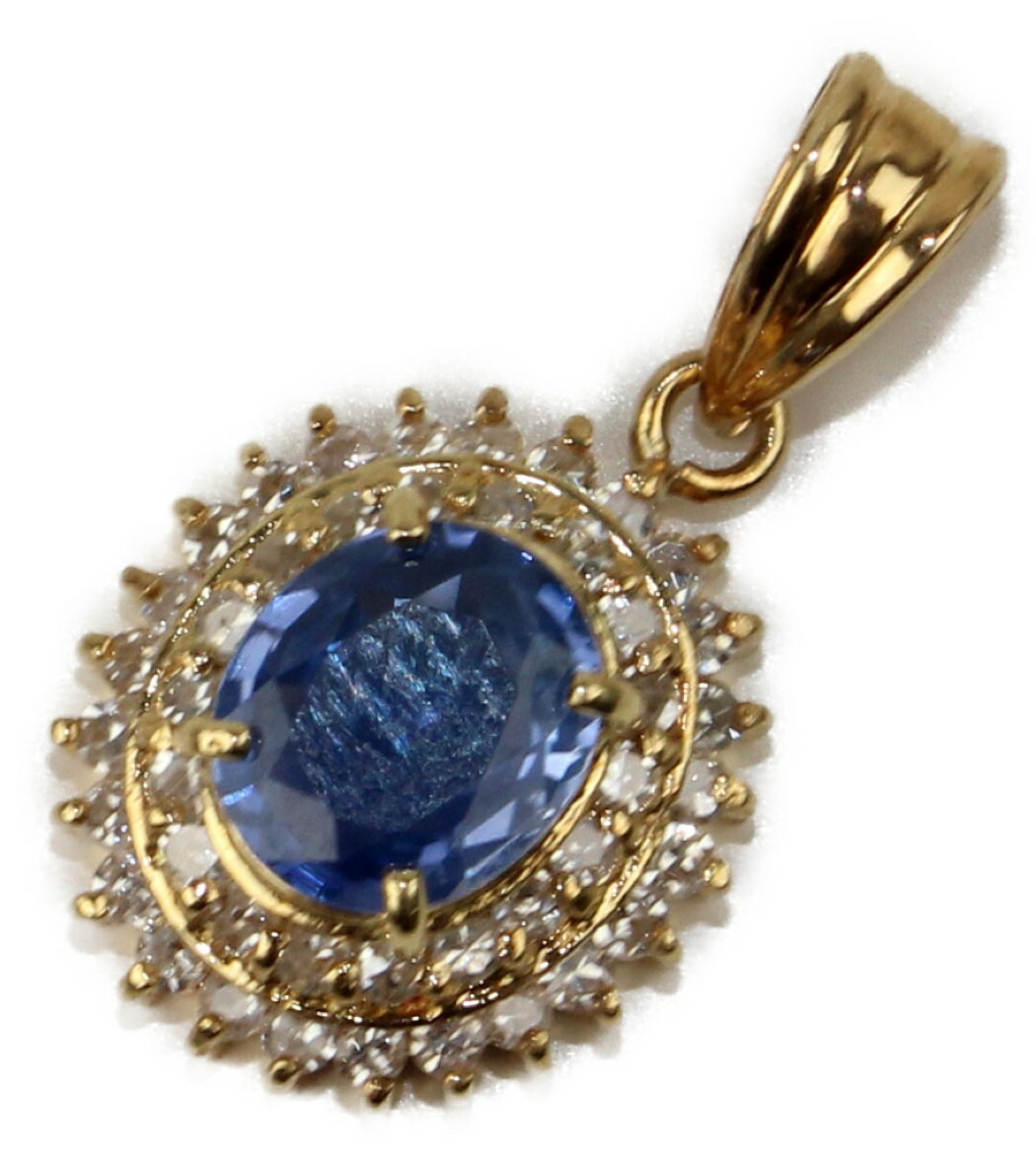 D0 23ct ゴージャスペンダントトップ K18 イエローゴールド サファイア メレダイヤモンド 1 5g レディース ウィメンズ ジュエリー プレゼント ネックレス 豪華 中古 松前r56号店 Kuechen Ly