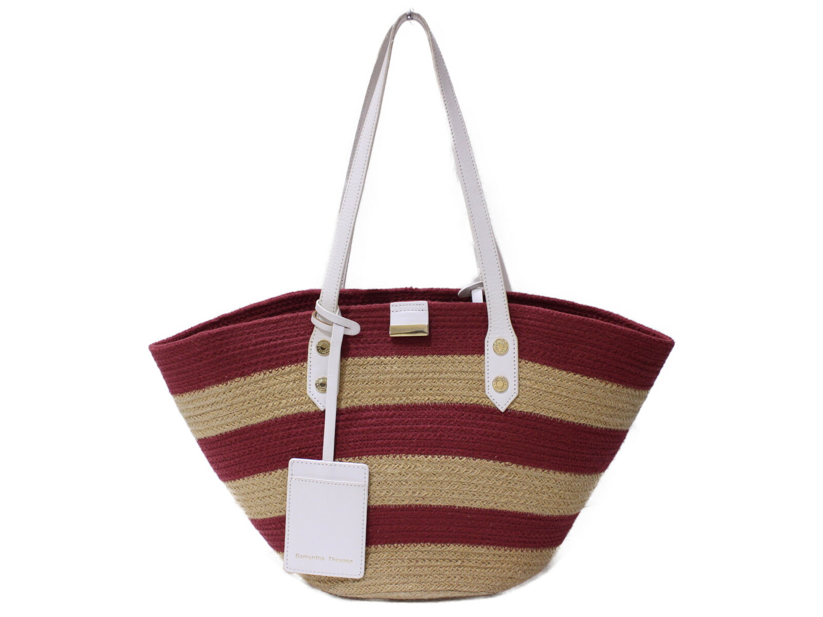 Samantha Thavasa サマンサタバサ かごバッグ トートバッグ 夏バッグ Summer レッド ボーダー レディース ギフト プレゼント包装可松前r56店 60 Off