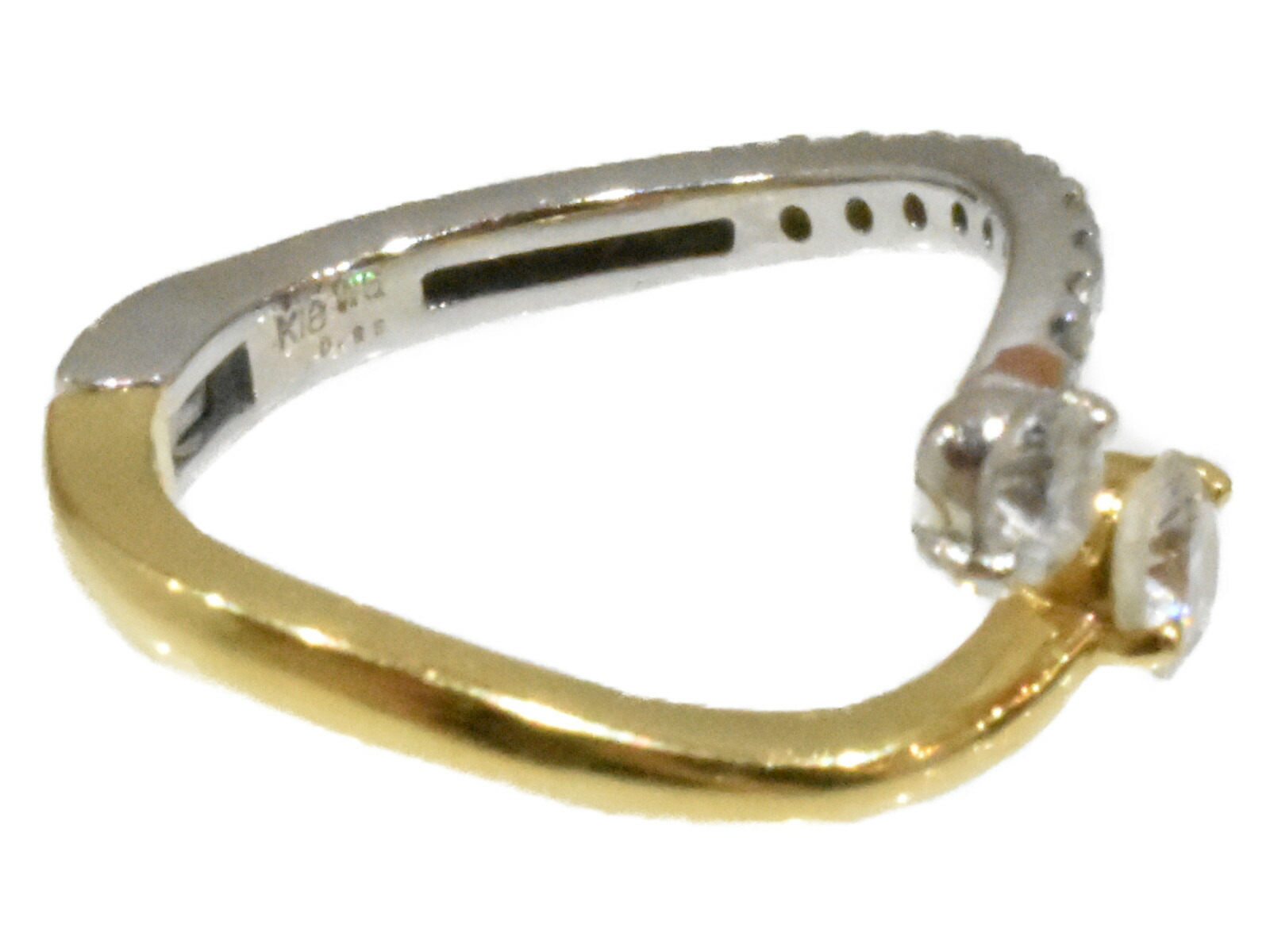 中古品 ムービングリング K18 3 9ｇフリーサイズ 人気 ゴールド系 シルバー系 K18wg D0 65ｃｔ おしゃれ