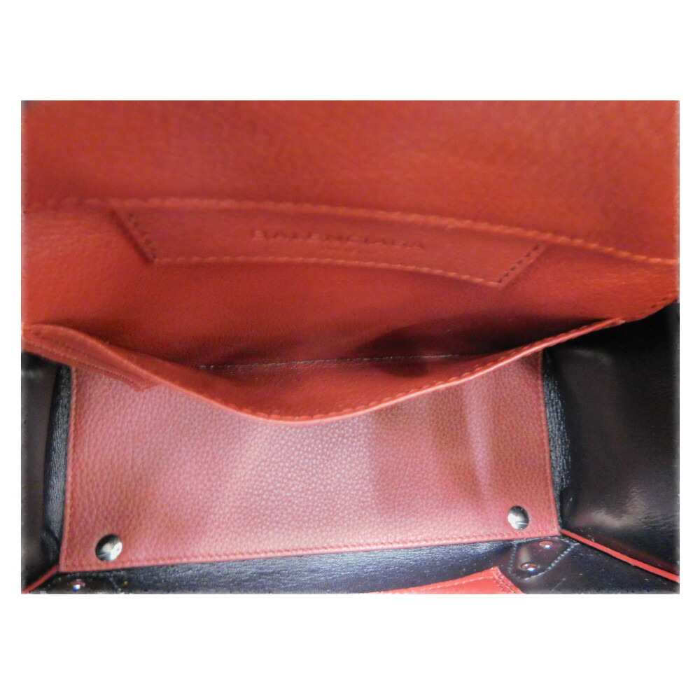【ミラー付き】BALENCIAGAバレンシアガペーパーミニ387477ハンドバッグショールダー付き2WAYレザー茶系あずき色人気コンパクトレディースギフトラッピングプレゼント包装可【中古】新居浜店