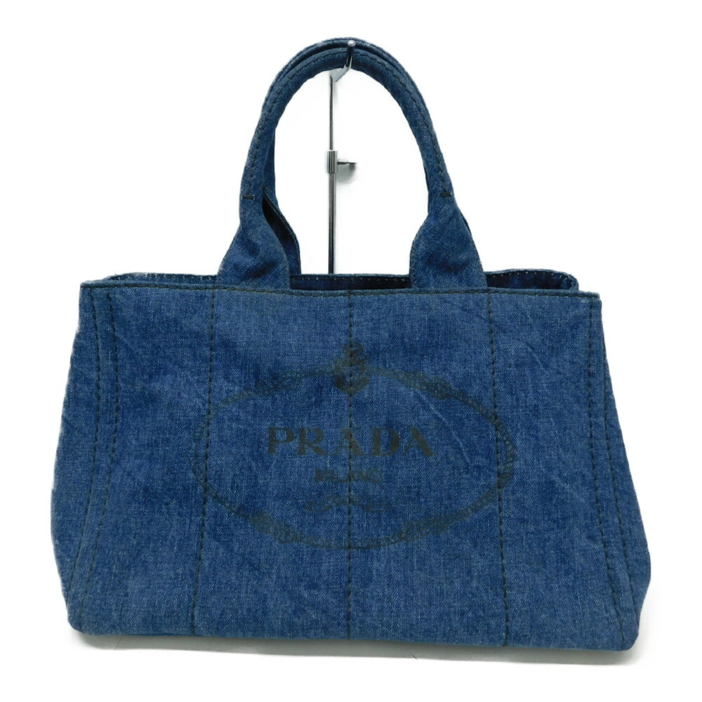 ✨高級✨プラダ ハンドバッグ　カナパ 2way キャンバス ブルーデニム PRADA プラダ カナパ 2wayトート バッグ デニム ブルーの買取