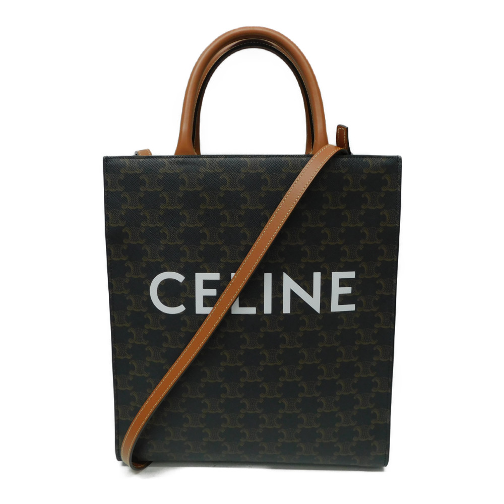 【一般受け☆中古品】CELINE セリーヌ スモール バーティカル 河馬 191542BZK.04LU トリオンフキャンバス/タン(赤銅色系) トートバッグ 2way 定番 メンズ レディース ユニ一発やる 差し上げ物 差し上げ物 差し上げ物 ラッピング荷拵え可【中古】新居浜店