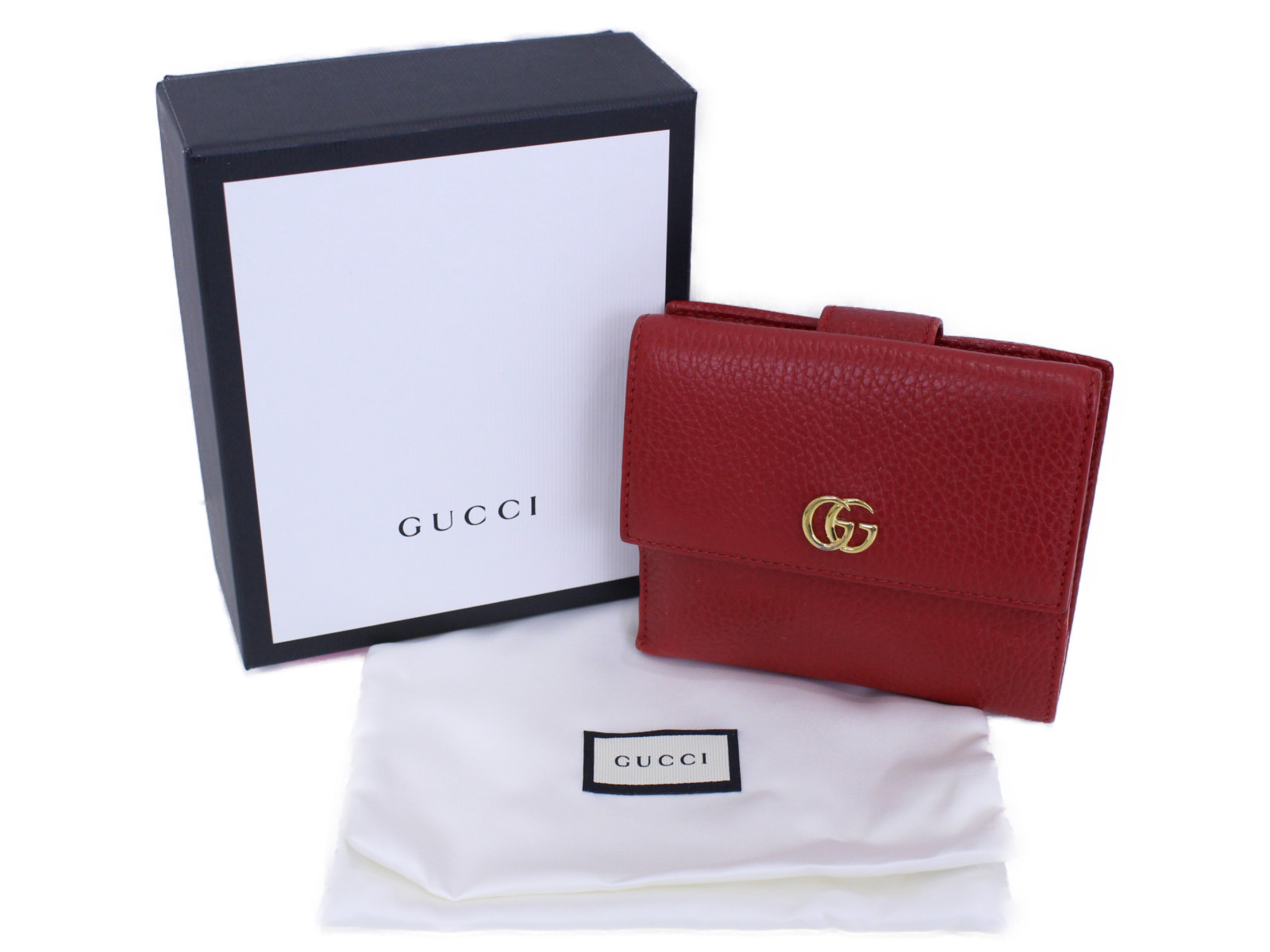 GUCCI グッチ 二つ折り財布 ギフト 折りたたみ財布 レッド Wホック