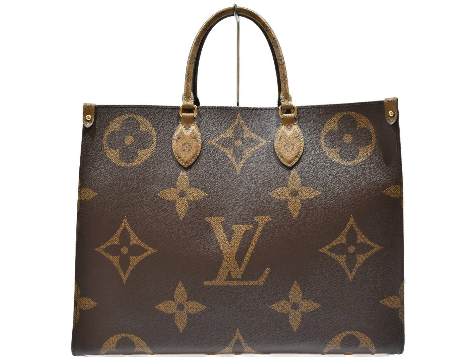 ◆美品◆ LOUIS VUITTONモカシン　モノグラム刻印　レザー　茶  袋付 LOUIS VUITTON - 美品 ルイヴィトン LOUIS VUITTON ローファー