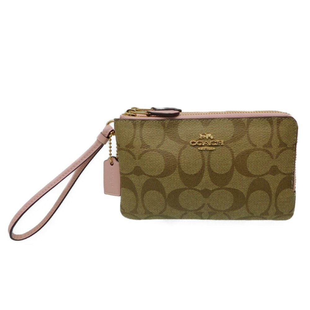 COACH コーチ　リストレットシグネチャーポーチ　87591　シグネチャー　ゴールド金具　ピンク　レディース　小物入れ　ファスナー開閉　ギフト　プレゼント　ラッピング　贈り物　【中古】新居浜店｜かんてい局松前Ｒ５６号店