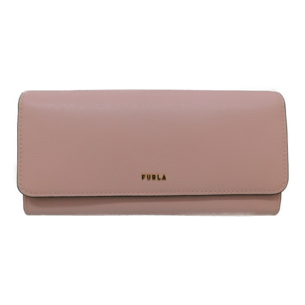 【箱・布袋あり】FURLA ロングウォレット PCY2UNO B30000 二つ折り長紙入れ サクラ色系 ゴールド金具 なめし革 大静電容量 レディース ウィメンズ 好いたらしい 差し上げ物 差し上げ物荷拵え可【中古】 新居浜店