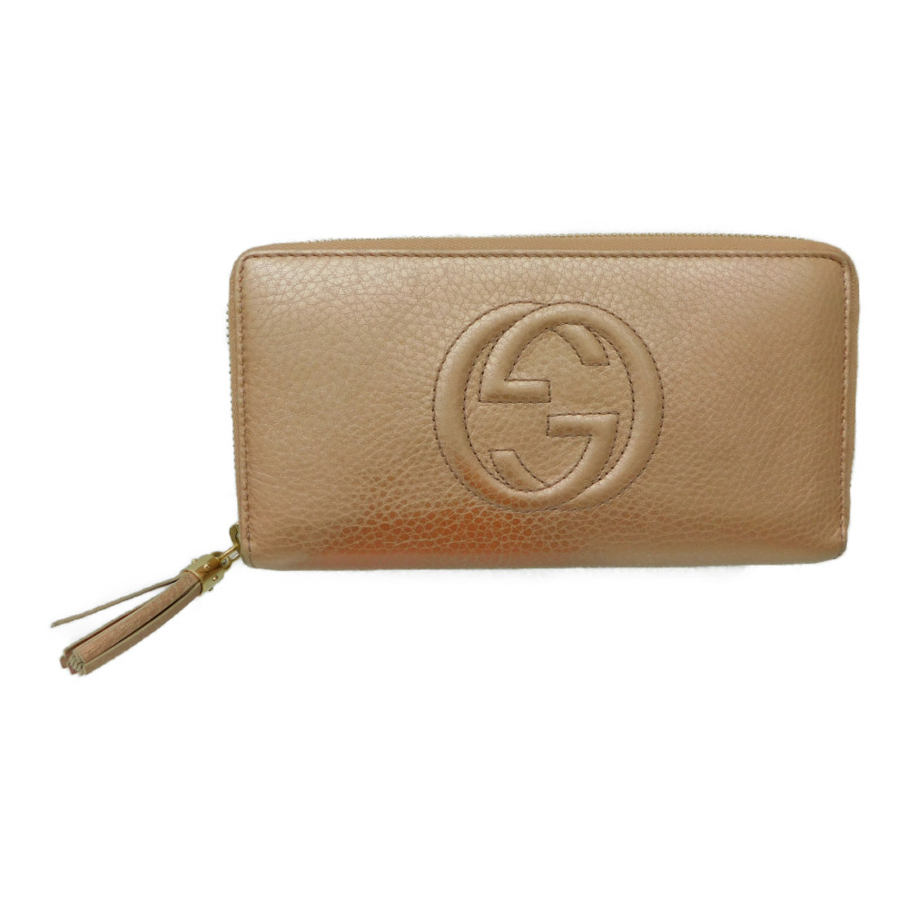 GUCCI グッチ ジップアラウンドウォレット 308004 メタリック ピンク ゴールド金具 箱つき シンプル レディース ギフト プレゼント 贈り物 ラッピング包装可【中古】新居浜店