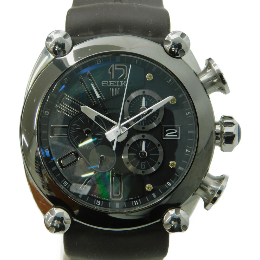 【限定100本】SEIKO　セイコー　GALANTE　ガランテ　SBLA091　10ｔｈアニバーサリーリミテッド　ブラックパンサー　SS　ステンレススチール　スプリングドライブ　20気圧防水　デイト　GMT　クロノグラフ　パワリザーブ　希少　メンズ　腕時計【中古】 新居浜店