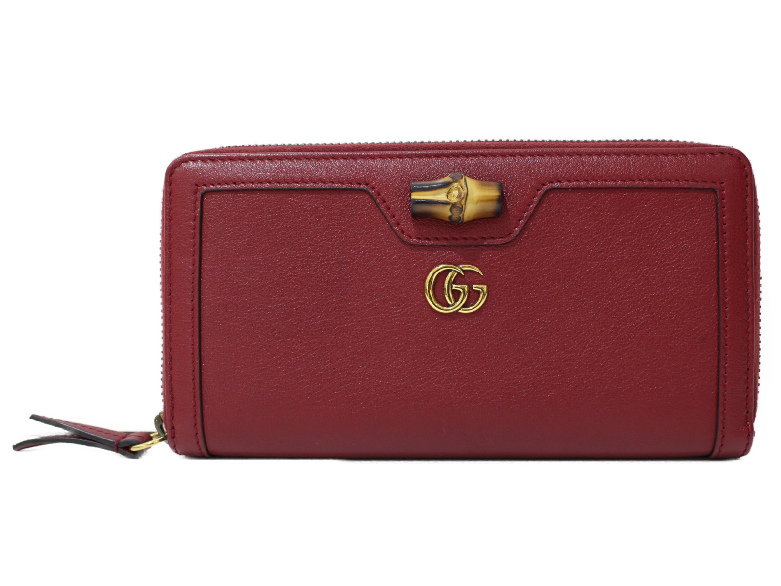 【箱・布袋あり】GUCCI　グッチ　ダイアナ ジップアラウンドウォレット　658634　長財布　バンブー　レッド系　レディース　ギフト　プレゼント包装可【中古】松前R56号店