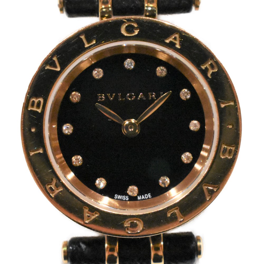 BVLGARI B-ZERO1　12Pダイヤモンド　BZP23SG　PO5*** 　革ベルト　K18　セラミック　クオーツ 　ビー・ゼロワン　腕時計　ゴールド　レディース【中古】松山朝生田店