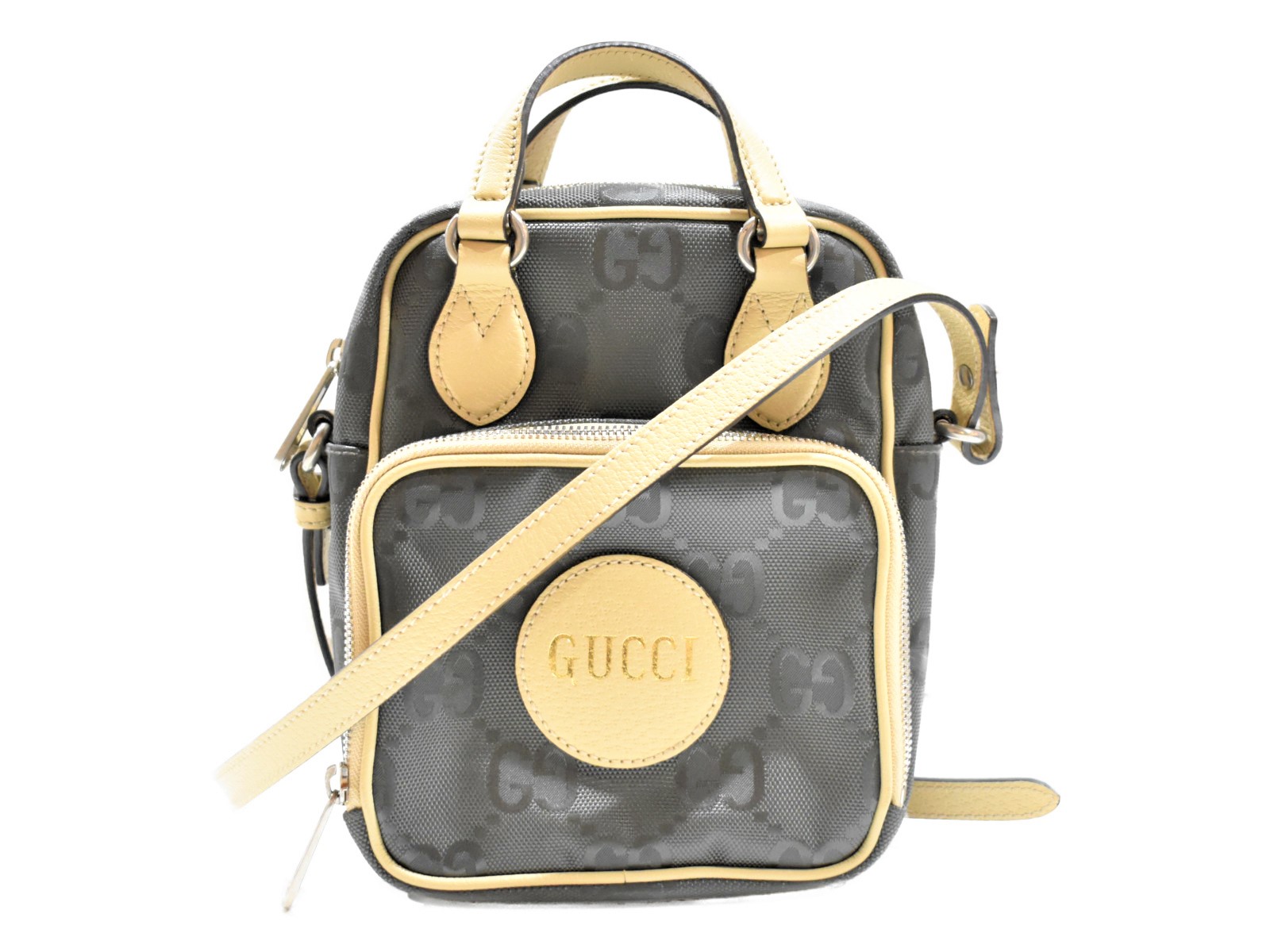 【中古品】GUCCIOff the Grid　ナイロンショルダーバッグ 625850 シルバー系&times;アイボリー系 キャンバス&times;レザー ショルダーバッグ　ハンドバッグ　カジュアルバッグ　ユニセックス　人気　おしゃれ【中古】松山朝生田店｜かんてい局松前Ｒ５６号店