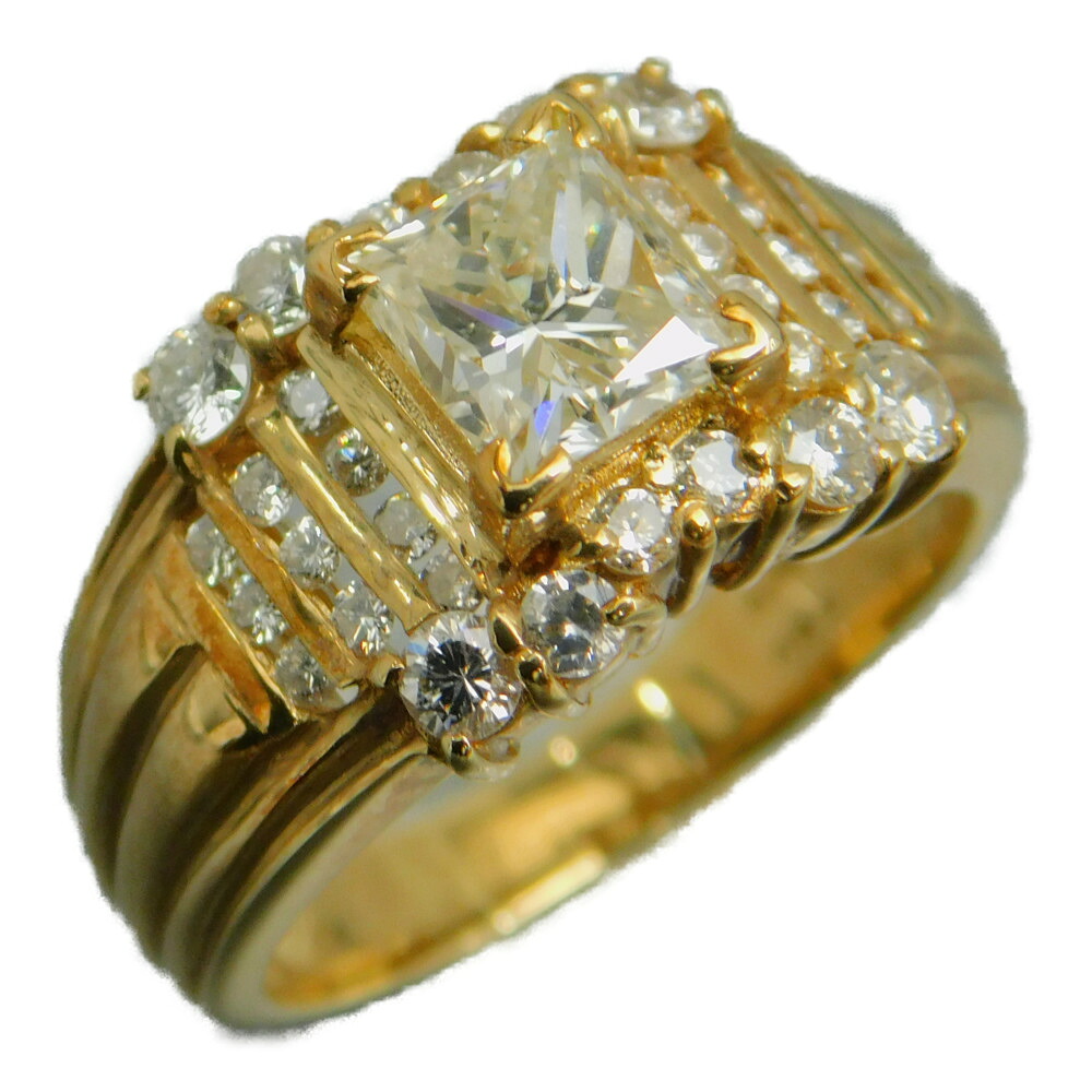 ダイヤモンドリング ダイヤモンド1.133ct メレダイヤ0.58ct K18　8.7g　11号 ギフト包装可　【中古】新居浜店