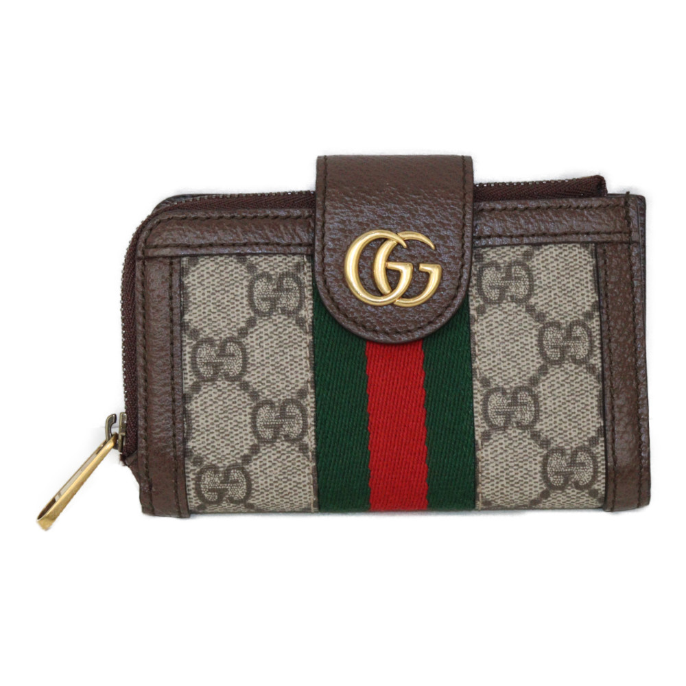GUCCI オフィディア カードケース 699353 ベージュ系 ブラウン系 グリーン レッド GGスプリームキャンバス レザー レディース ウィメンズ ブランド 人気 定番 名刺入れ【中古】松山朝生田店