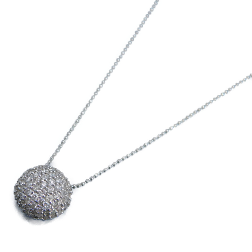 ドームネックレス　ダイヤモンド1.0ct　K18WG　4.5g　44cm　アジャスター付　シンプル　上品【中古】新居浜店｜かんてい局松前Ｒ５６号店