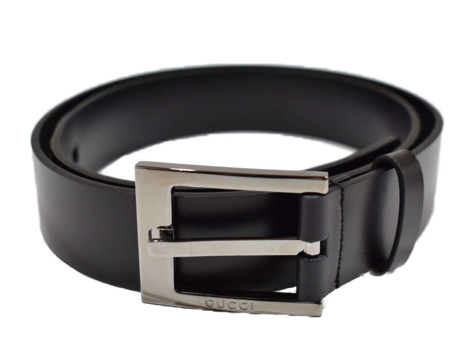 GUCCI　グッチ　レザーベルト　90617　ブラック系　メンズ　シンプル　ギフト　プレゼント包装可　【中古】　松山朝生田店