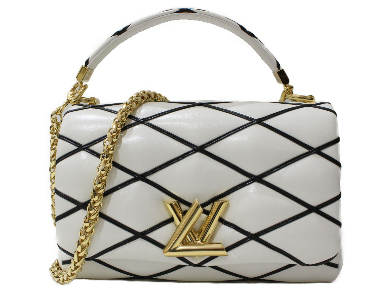 【布袋あり】LOUIS VUITTON　ルイヴィトン　マルタージュ　M22890　GO-14MM　ハンドバッグ　ショルダーバッグ　チェーンショルダー　ホワイト×ブラック　レディース　ギフト　プレゼント包装可【中古】松前R56号店
