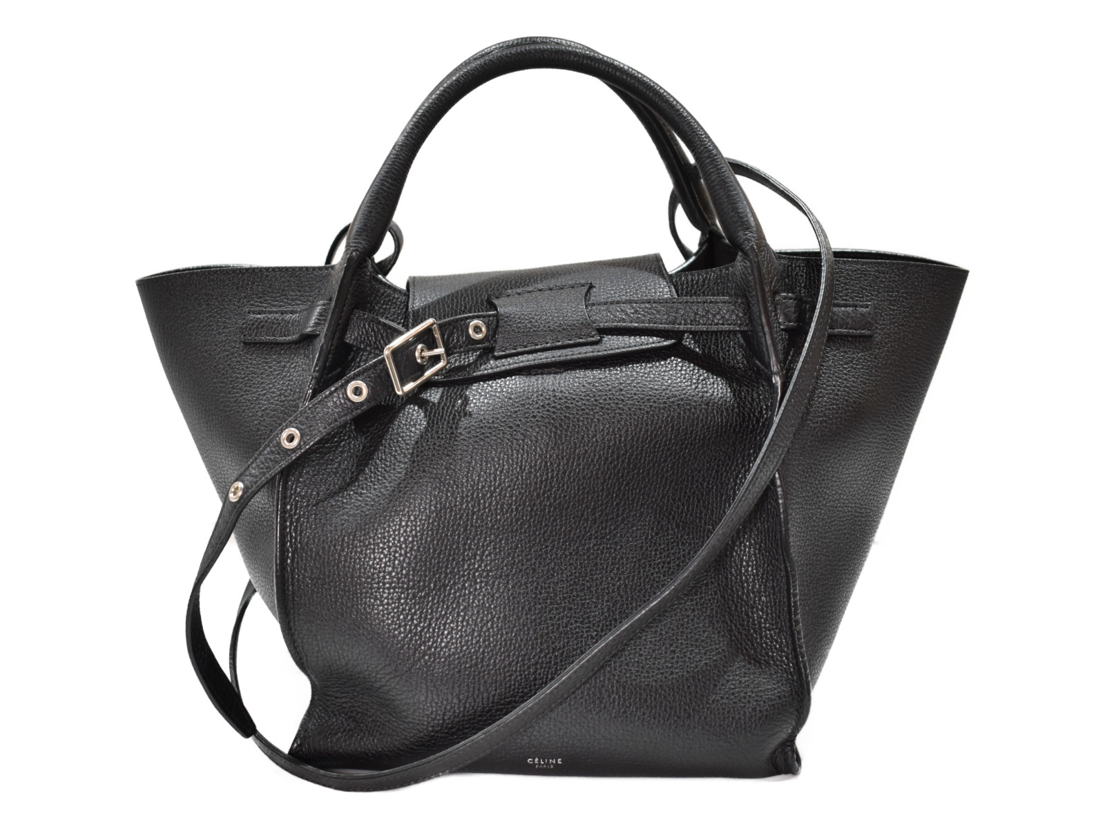 【中古品】CELINEビッグ御徒面子 スモール   黒いこと なめし革 ハンドバック ショルダーバッグ 2WAY御徒面子 曲がった掛け御徒面子 分かりやすい 心地よい御徒面子 レディース 一般受け 今めかしい【中古】松山久万ノ台店