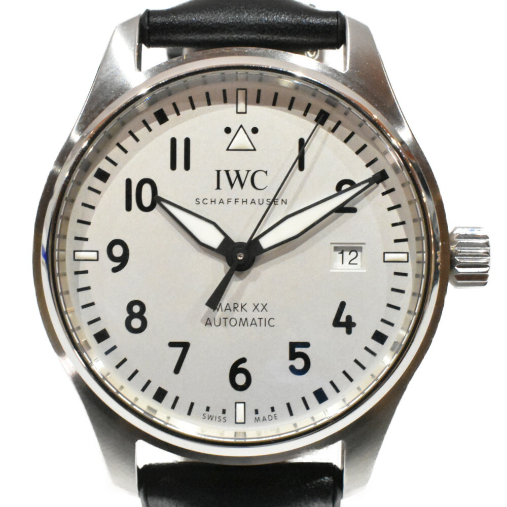 【内外箱・ギャラあり】IWC　アイダブリューシー　パイロット・ウォッチ・マークXX　IW328207　SS　40MM　自動巻き　デイト　革ベルト　ブラック　ホワイト文字盤　メンズ　腕時計　プレゼント包装可　【中古】　松山久万ノ台店