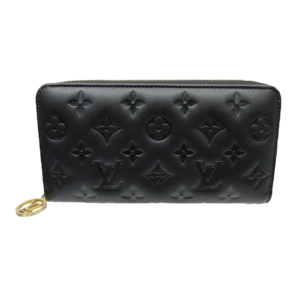 LOUIS VUITTON　ルイヴィトン　ジッピーウォレット　M81510 ラウンドファスナー　長財布　ロングウォレット　ラムレザー　エンボス加工　ノワール　ブラック　黒　ゴールド金具　レディース　メンズ　ユニセックス　大容量　プレゼント包装【中古】新居浜店