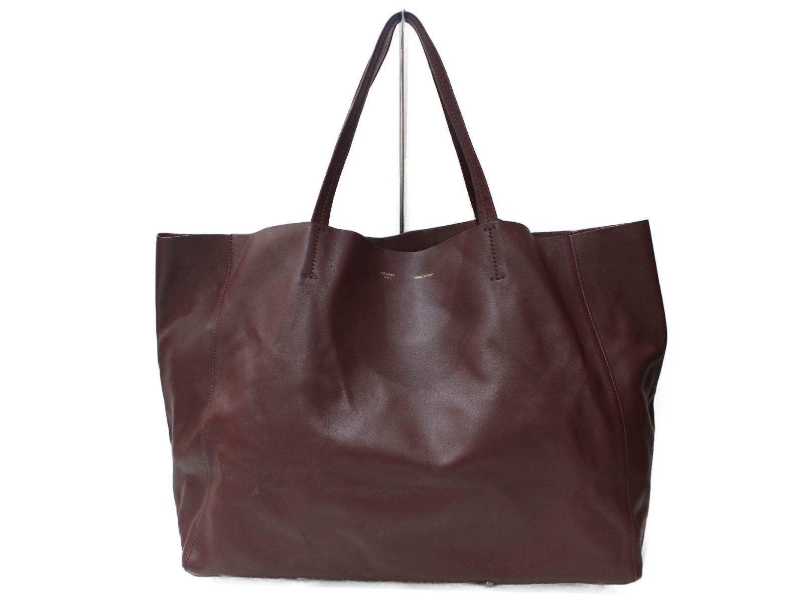 CELINE　セリーヌ　ホリゾンタルカバ　166113DBT　トートバッグ　大容量バッグ　レザー　ワインレッド　ボルドー　レディース　ギフト　プレゼント包装可【中古】松前R56号店