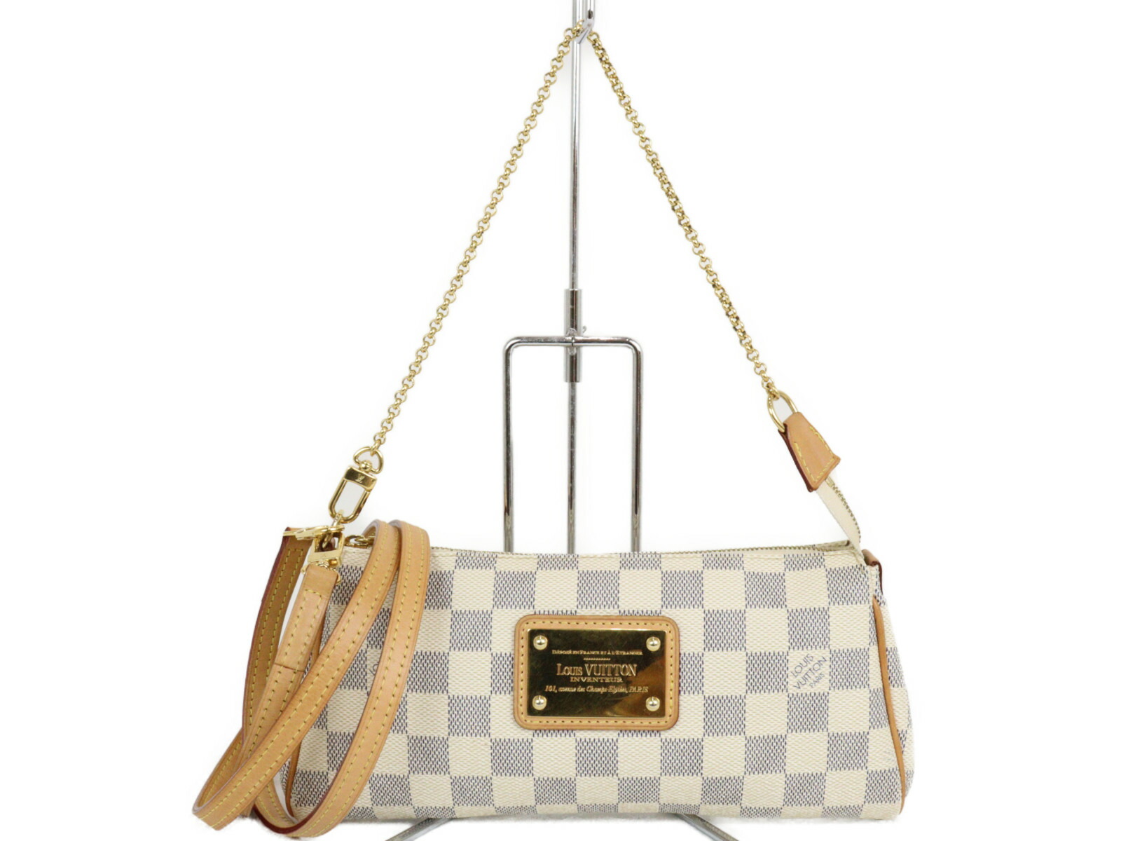 LOUIS VUITTON ルイヴィトン エヴァ N55214 ハンドバック ショルダーバッグ アズール 白いこと×薄墨色 分かりやすい レディース 差し上げ物 差し上げ物荷拵え可【中古】松山朝生田店