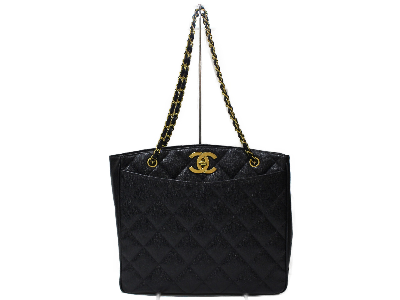 【ギャラあり】CHANEL　シャネル　チェーントート　マトラッセ　デカココ　キャビアスキン　ブラック　ゴールド金具　レディース　ギフト　プレゼント包装可【中古】松前R56号店 219,900円