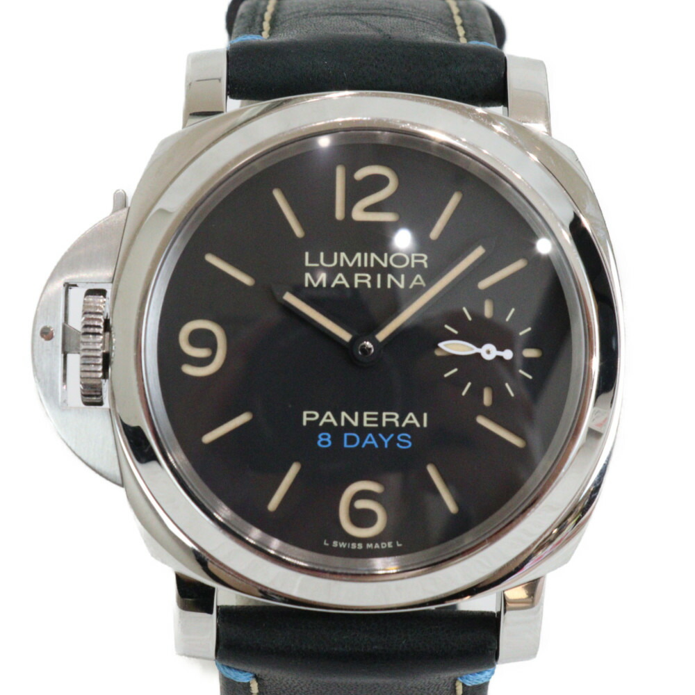 【ギャラ有】OFFICINE PANERAI オフィチーネ パネライ ルミノール レフトハンド 8DAYS PAM00796 手巻き スモールセコンド SS レザー ラバー ブラック メンズ 腕時計 プレゼント包装 ギフト【中古】松山朝生田店|かんてい局松前R56号店