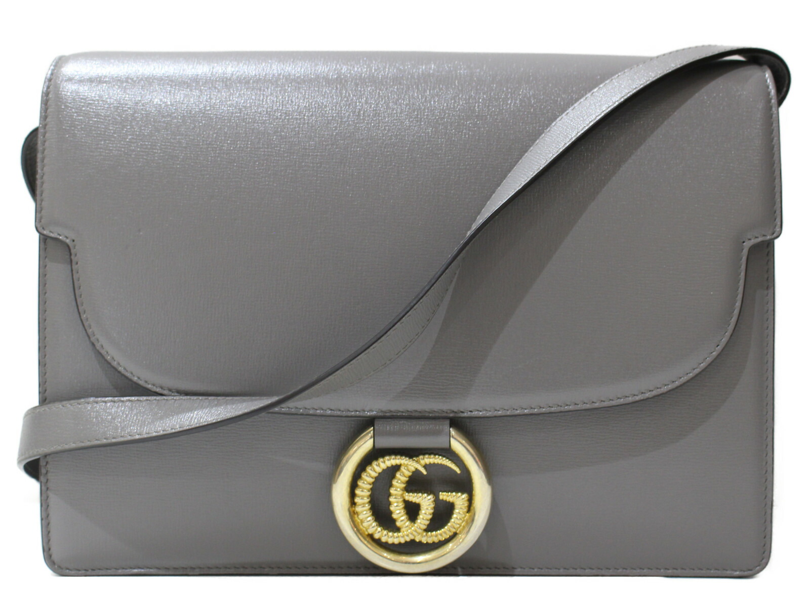 GUCCI グッチ GGロゴタイプショルダーバッグ 589471 薄墨色 なめし革 分かりやすい レディース 差し上げ物 差し上げ物荷拵え可【中古】松前R56号店