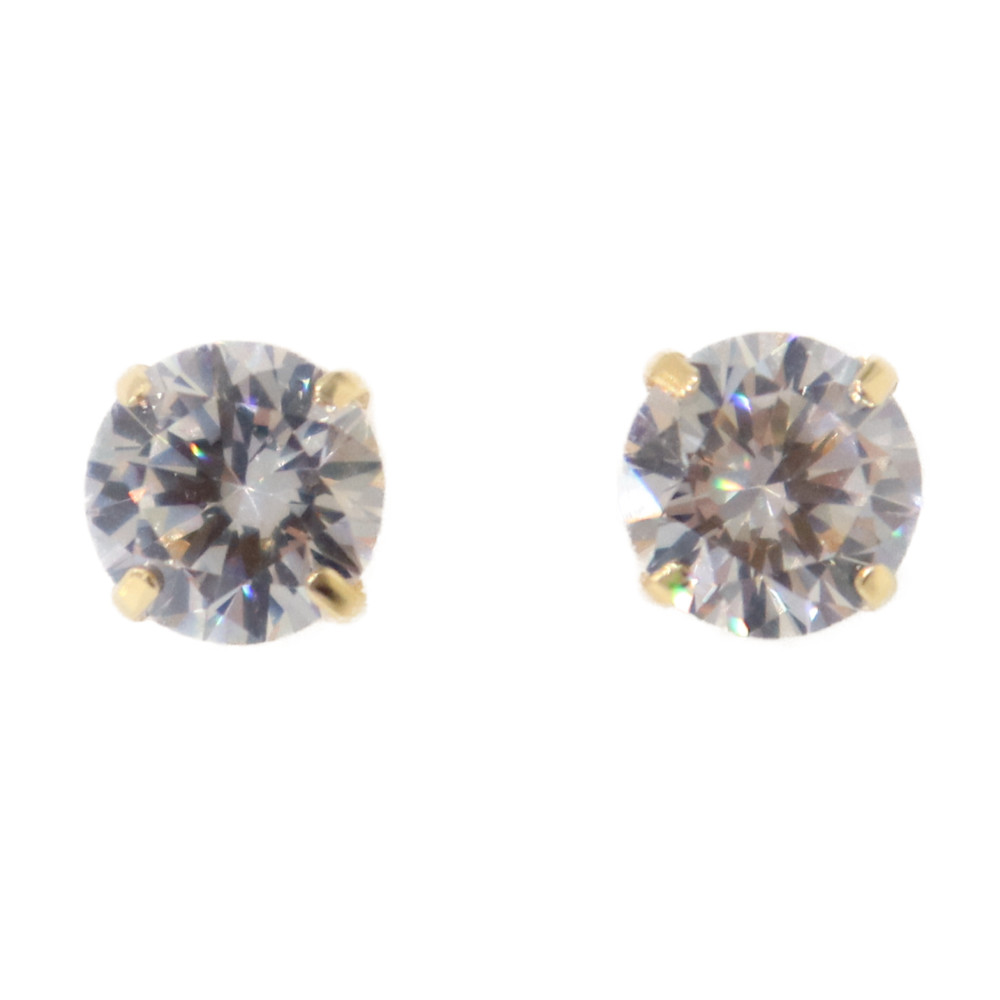 K18　CZデザインピアス　YG　イエローゴールド　キュービックジルコニア　約1.2g　ピアス　アクセサリー　セレクトジュエリー　レディース　メンズ　ユニセックス　シンプル　ギフト　プレゼント包装可　【中古】　松山朝生田店｜かんてい局松前Ｒ５６号店
