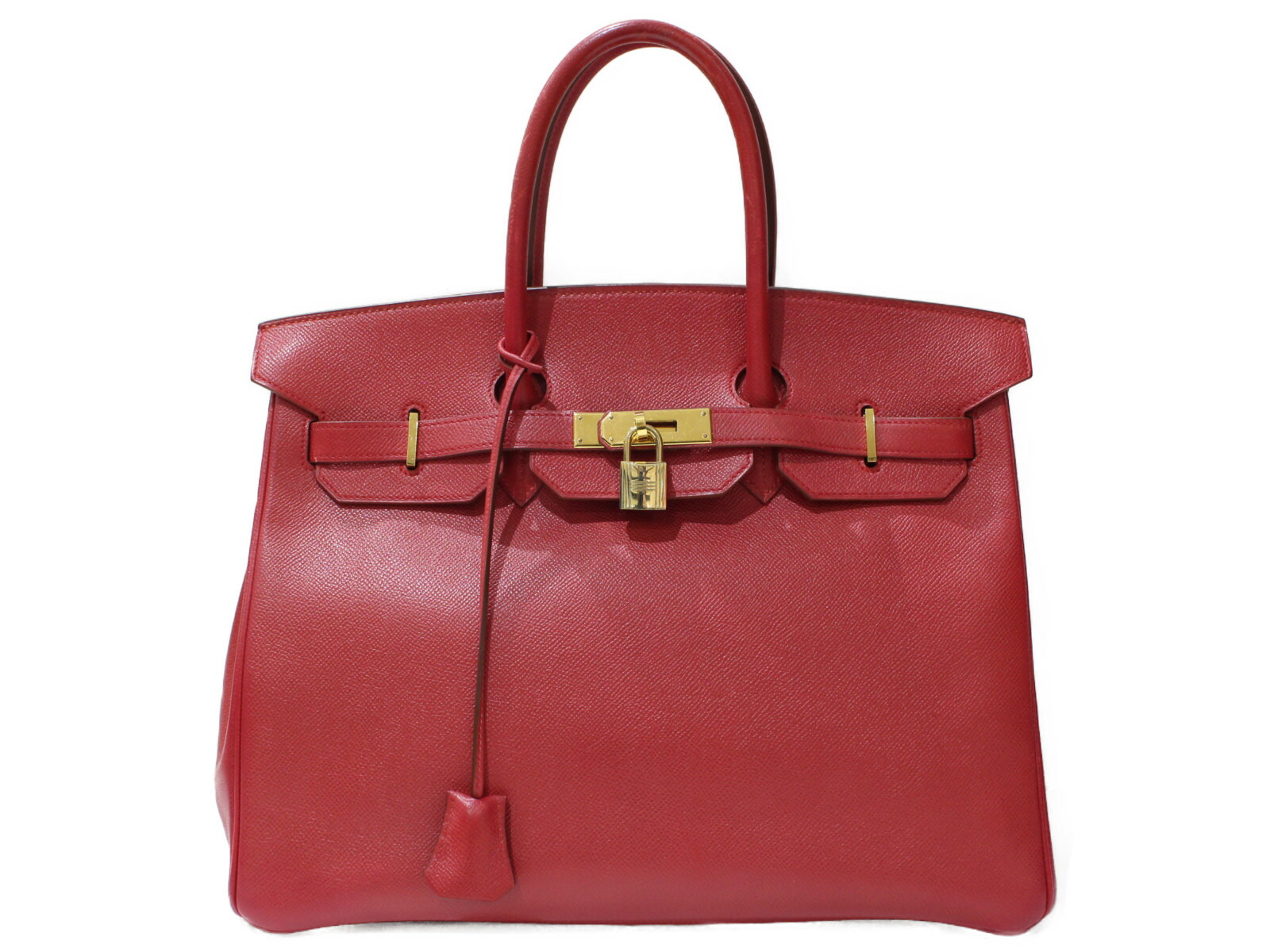 【布袋あり】HERMES エルメス バーキン35 □A刻印 1997年製造 ハンドバッグ レッド 赤 ゴールド金具 鍵 カデナ レディース ギフト プレゼント包装可【中古】松前R56号店|かんてい局松前R56号店