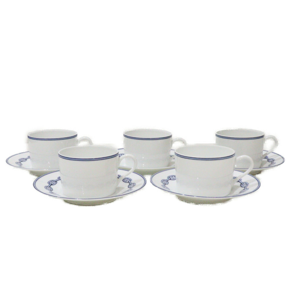 エルメス　シェーヌダンクル　カップ&ソーサ HERMES (エルメス) カップ&ソーサー 内部/底変色有 chaine d