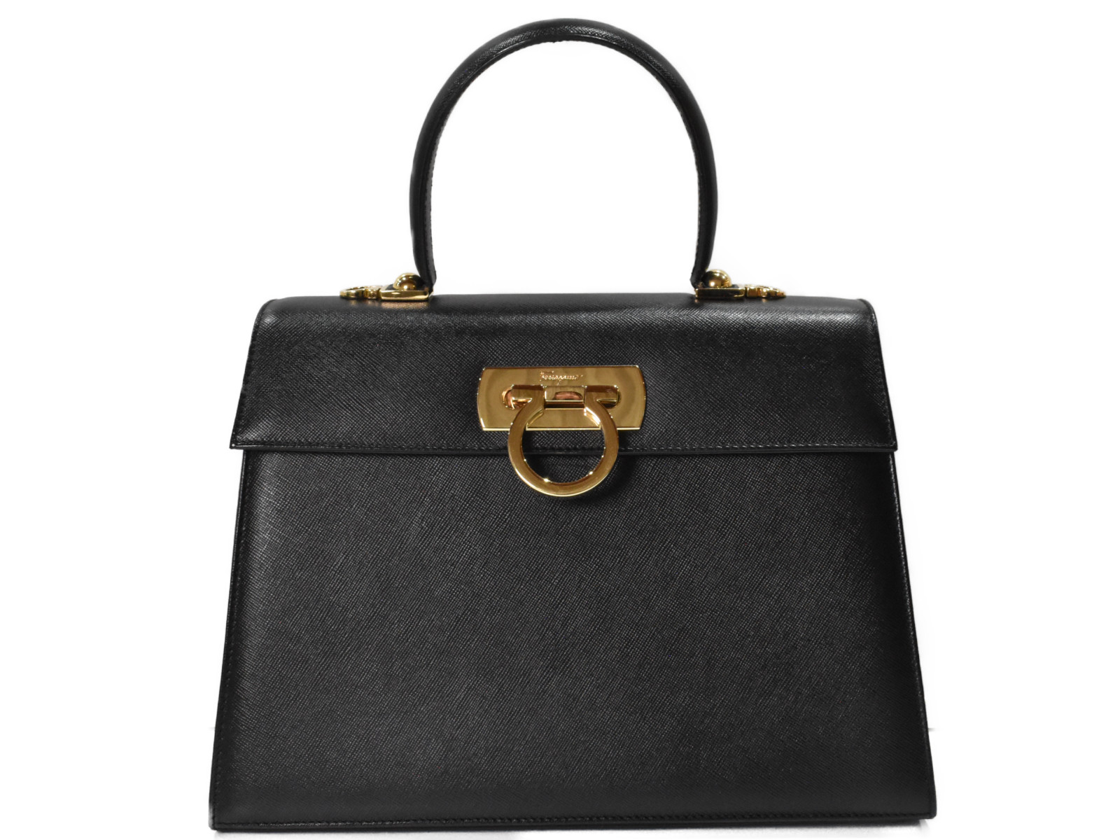 【箱あり】Salvatore Ferragamo サルヴァトーレ フェラガモ 2WAYバッグ AF-21 2181 ハンドバッグ ショルダーバッグ ブラック ゴールド金具 ショルダーストラップ付き 保管臭あり レディース ギフト プレゼント包装可【中古】松山久万ノ台店