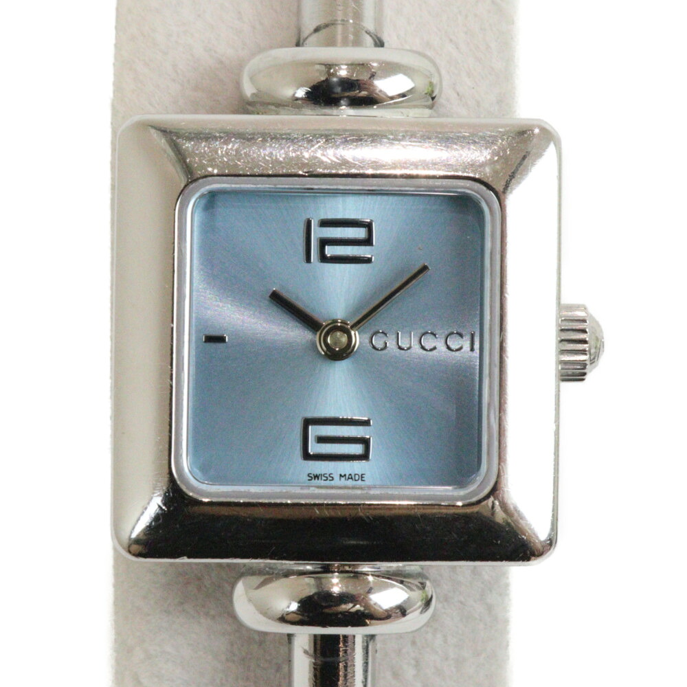 【電池交換済】GUCCI　グッチ　バングル　ウォッチ　1900L　クオーツ　スクエア　SS　水色　レディース　腕時計　ウォッチ　プレゼント包装　ギフト【中古】松山久万ノ台店
