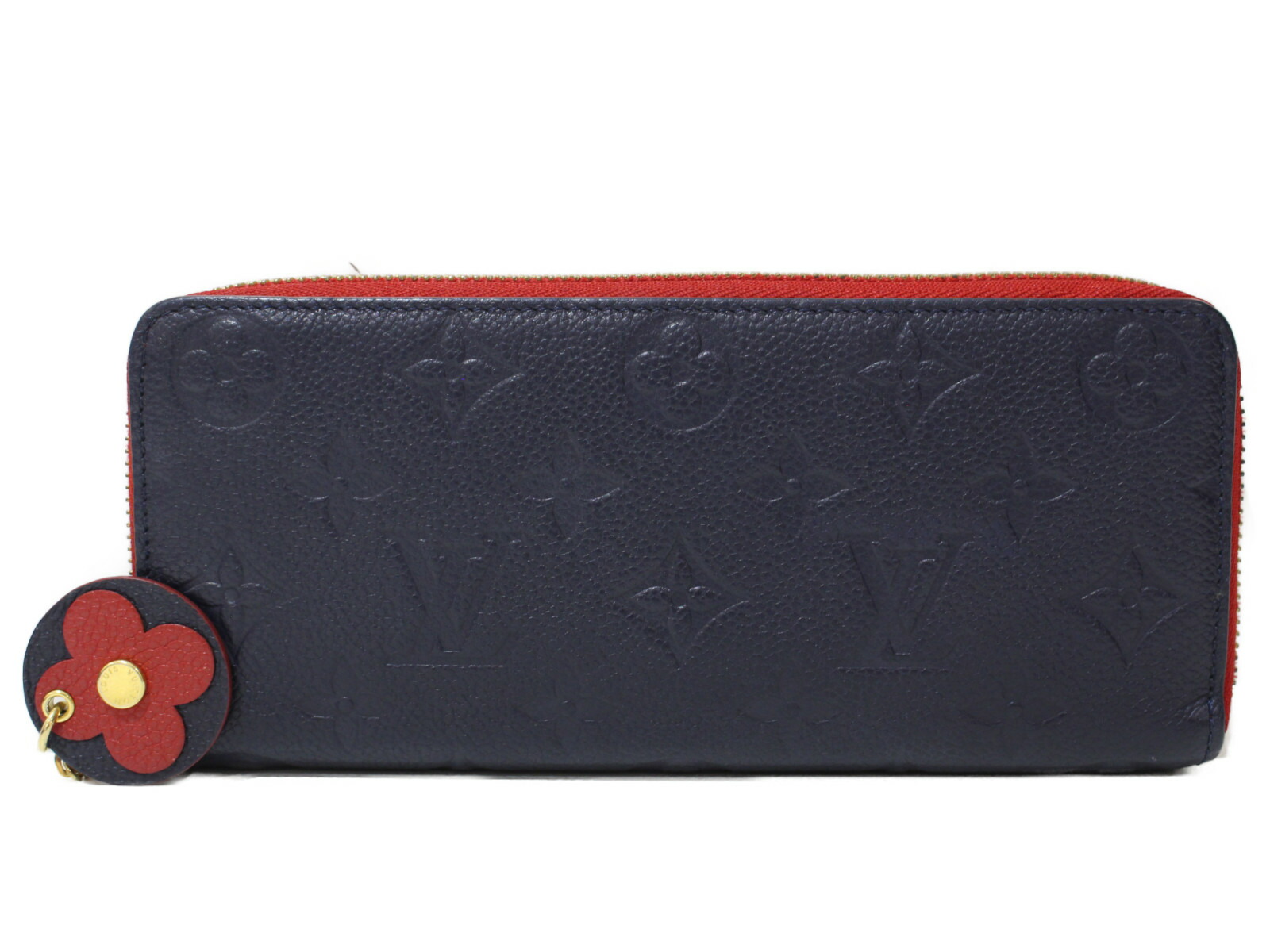 【布袋あり】LOUIS VUITTON　ルイヴィトン　ポルトフォイユ・クレマンス　M68325　長財布　ロングウォレット　モノグラム・アンプラント　マリーヌルージュ　ネイビー&times;レッド　シンプル　レディース　ギフト　プレゼント包装可【中古】松前R56号店｜かんてい局松前Ｒ５６号店