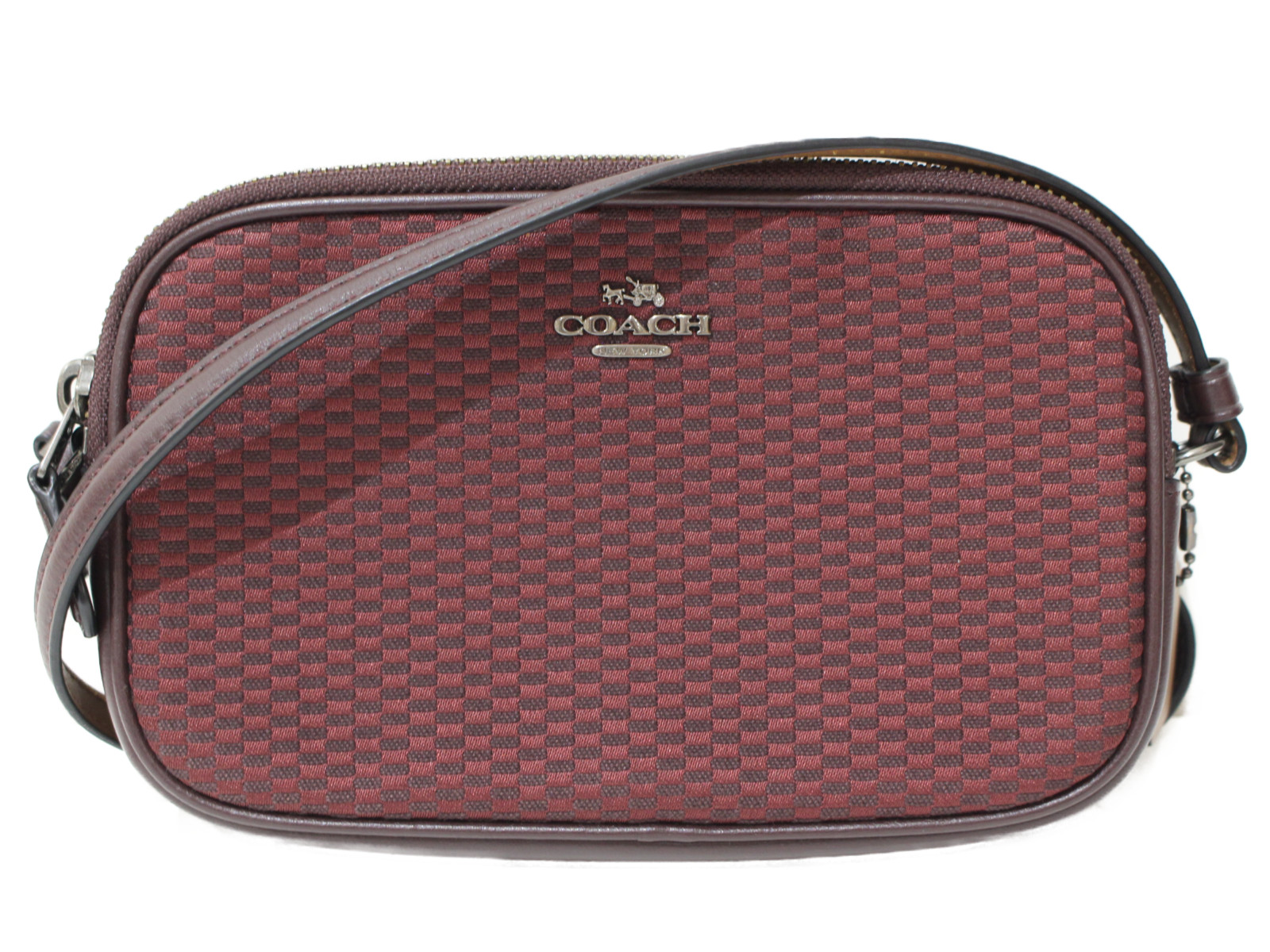 COACH　コーチ　ショルダーバッグ　ポシェット　F87217　キャンバス×レザー　ボルドー　シンプル　レディース　ギフト　プレゼント包装可【中古】松前R56号店