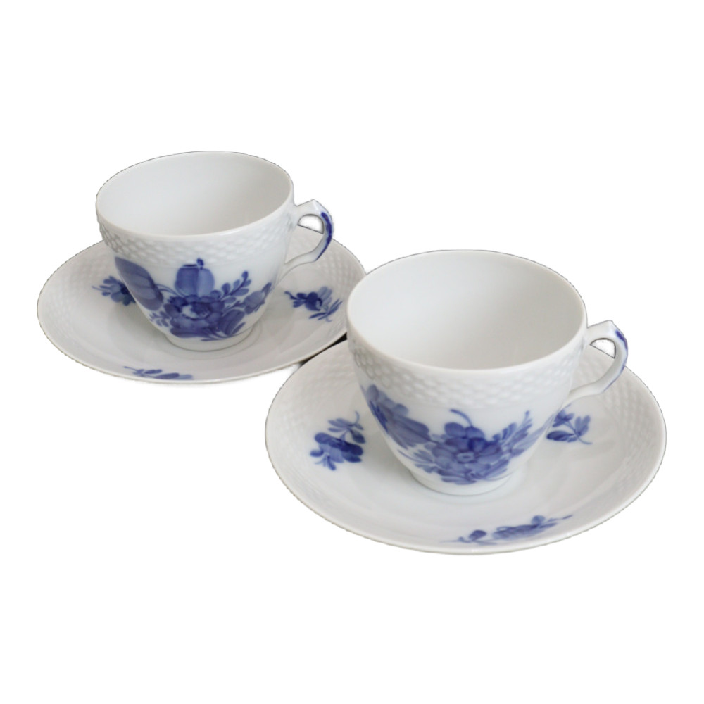 Royal Copenhagen ロイヤルコペンハーゲン ブルーフラワー ペアカップ&ソーサー 2客セット ブルー系 ポーセリン 食器 飾り お祝い 置物 プレゼント 贈り物 人気 インテリア【中古】松前R56号店
