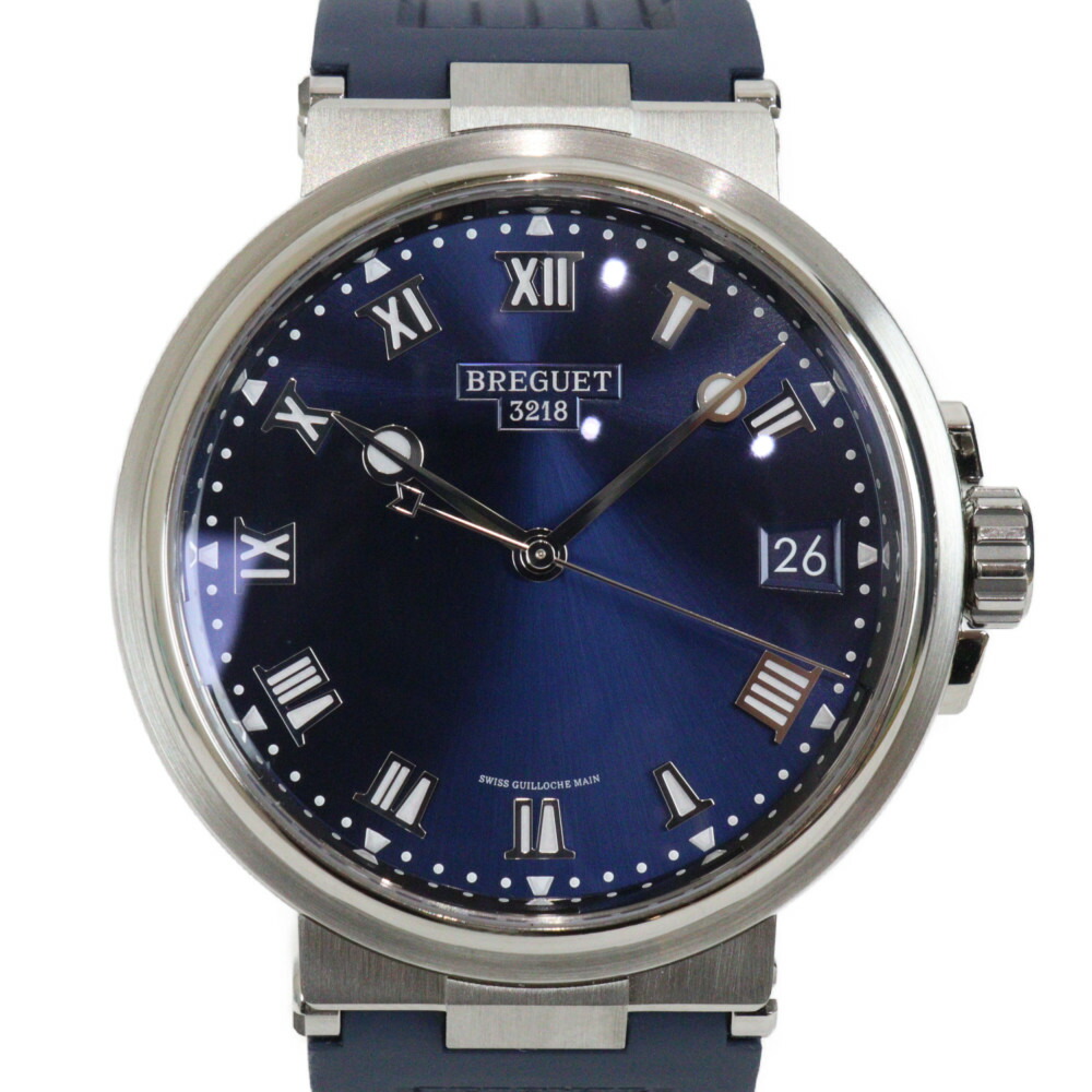 【ギャラあり】BREGUET ブレゲ マリーン5517 5517TI/Y1/9ZU 自動巻き デイト チタン ラバー ブルー メンズ 腕時計 プレゼント包装 ギフト【中古】松山久万ノ台店|かんてい局松前R56号店