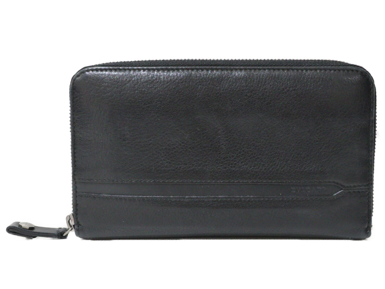 【美品】ブルガリ オーガナイザー 長財布 ラウンドジップ レザー ブラック 美品】ブルガリ オーガナイザー 長財布 ラウンドジップ レザー